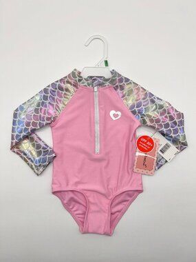 NWT Floatimini Girls 18M Long Sleeve Rash Guard Swimsuit UPF 50+